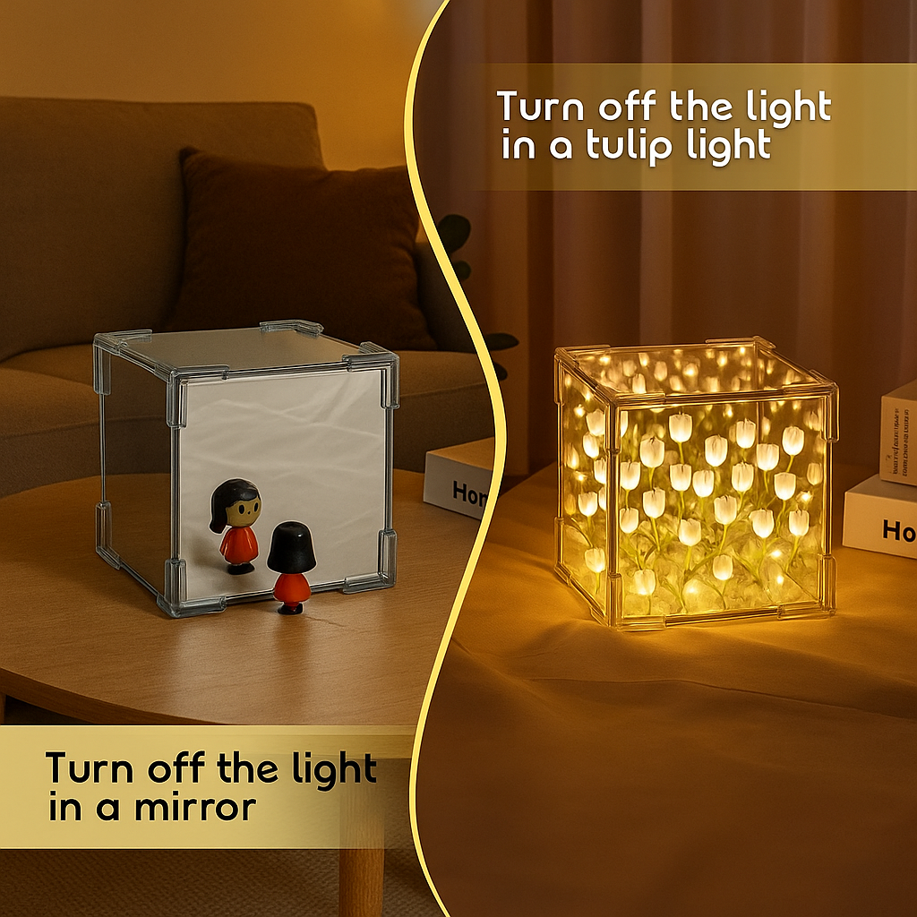 🌷 Tulip Mirror Lamp – Elegant Multicolor Desk Light