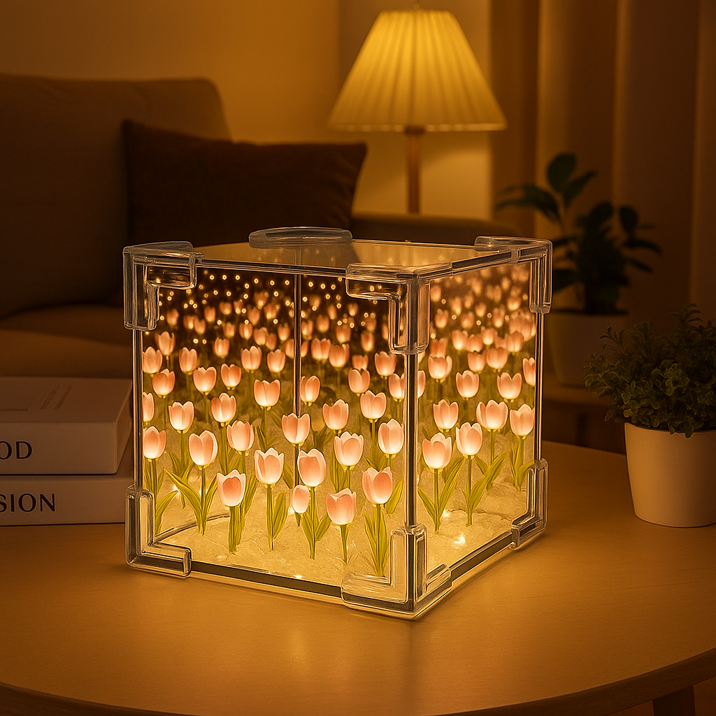 🌷 Tulip Mirror Lamp – Elegant Multicolor Desk Light